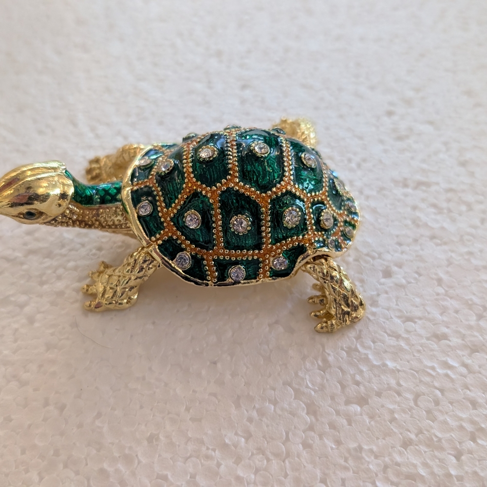 New Gold and Green Turtle jewelry/trinket storage